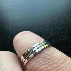 Nashelle three stacked silver rings
